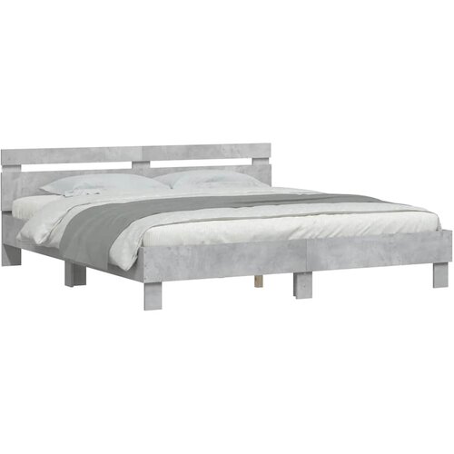  Okvir za krevet s uzglavljem i LED siva boja betona 160x200 cm Slike