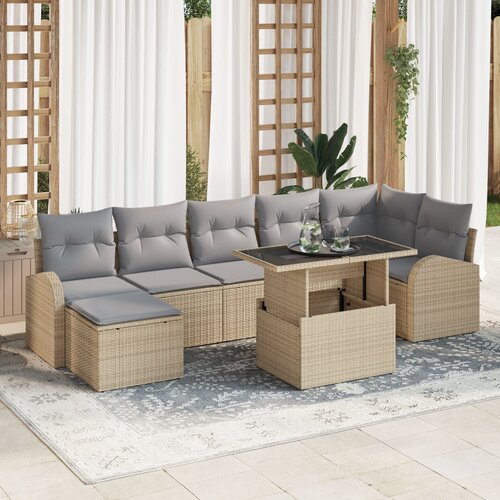 VidaXL set sofe s jastučićima od 8 komada Bež Poly Rattan Slike