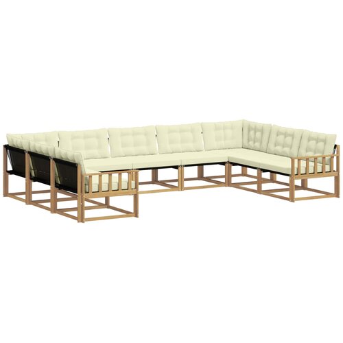 vidaXL Zunanja garnitura za sedenje z blazino 9 pcs Bela in krem, (5000281685) Cene