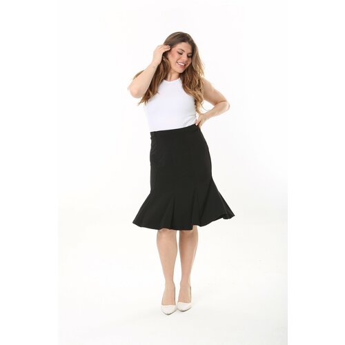 Şans Women's Plus Size Black Elastic Waist 8-Piece Lycra Skirt Cene
