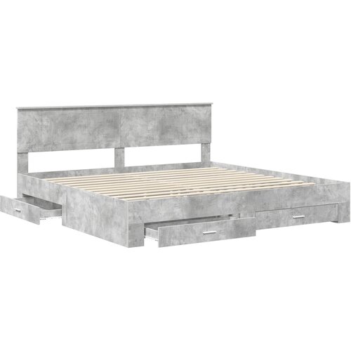  Krevetna konstrukcija s ladicama Betonski sivi 200 x 200 cm Slike