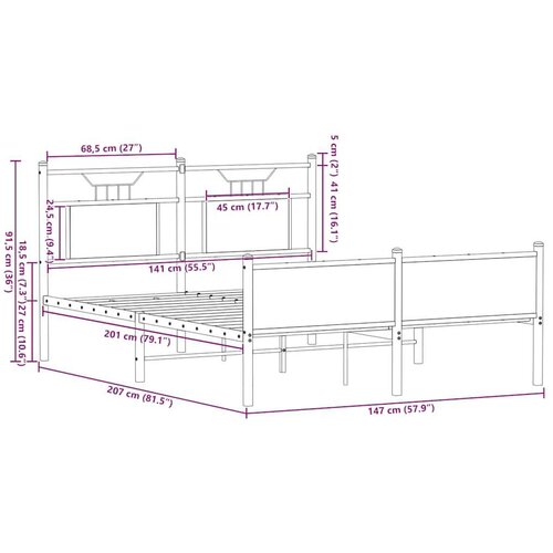 vidaXL Posteljni okvir brez vzmetnice hrast 140x200 cm inženirski les Cene