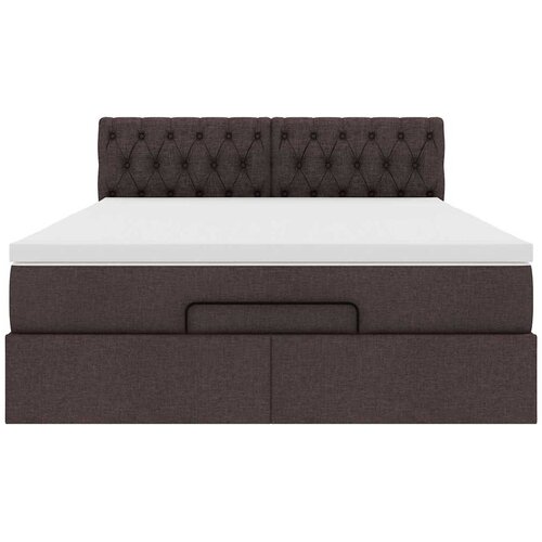  Otomanski krevet s madracem i LED tamnosmeđi 140x190 cm tkanine Slike