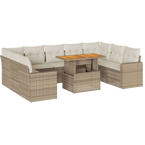 VidaXL 10-dijelni set vrtnih sofa s jastucima bež od poliratana Slike