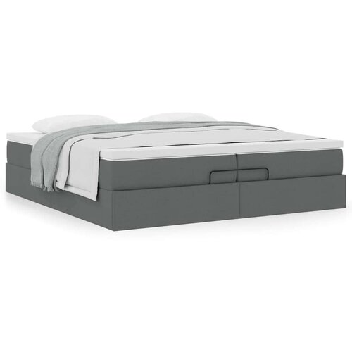  Otomanski okvir kreveta s madracima tamnosivi 200x200cm tkanine Cene