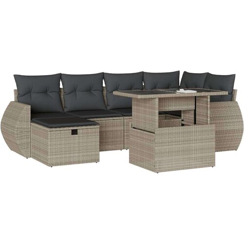 VidaXL 7-dijelni set vrtnih sofa svjetlosivi od poliratana Slike