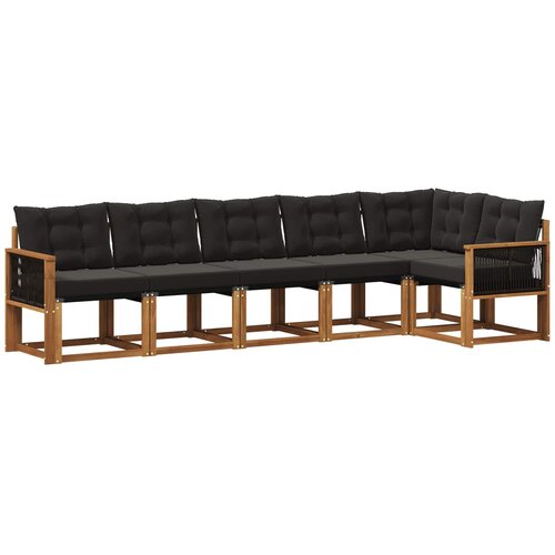 vidaXL Zunanja garnitura za sedenje z blazino 6 pcs Naravna in črna, (5000273187) Cene