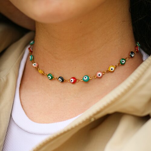 Epic Fantasy Shop evil eye pozlaćena ogrlica Slike