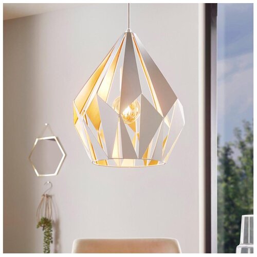 Eglo Carlton 1 viseća lampa E27, &amp;Oslash;31 cm, bijela/medeno zlatna, 49932 Slike