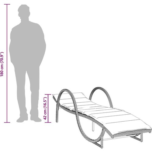 vidaXL Ležaljka za sunčanje s jastukom bež 60x199x42 cm poliratan Cijene