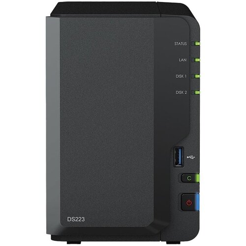 Synology DiskStation DS223, Tower, 2-bays 3.5'' SATA HDD/SSD, CPU 4-core 1.7 GHz, 2 GB DDR4 non-ECC, RJ-45 1GbE LAN Port, 3 x USB 3.2 Gen 1 Port, 1.28 kg, 2y DS223 Cene