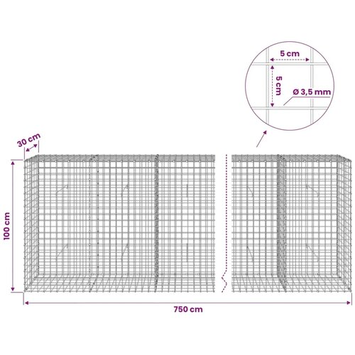  Gabion s žicom debljine 3 5 mm i mrežom 5x5 cm 750x30x100 cm - 30 cm 100 cm 750 cm Slike