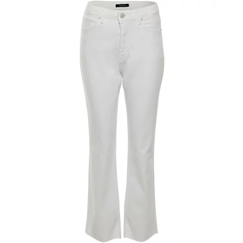 Trendyol White Petite Slit High Waist Slim Flare Jeans
