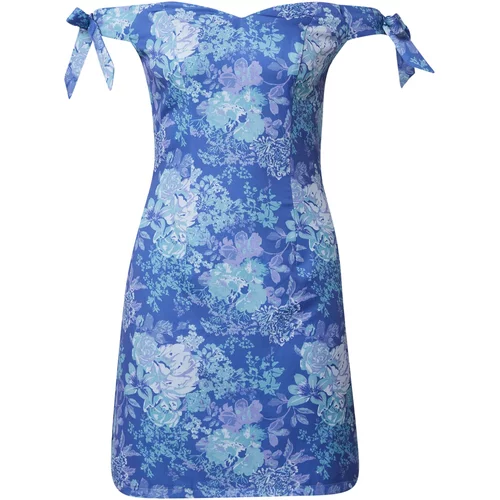 Chi Chi London Obleka 'Bardot' modra / turkizna / svetlo siva / svetlo lila