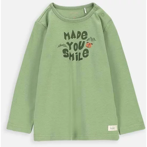 Coccodrillo Otroška bombažna majica z dolgimi rokavi zelena barva