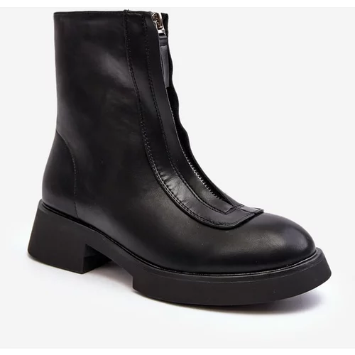 Kesi Women's flat boots with zipper black Elkasa