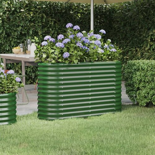 vidaXL Visoka greda iz prašno premazanega jekla 114x40x68 cm zelena Cene