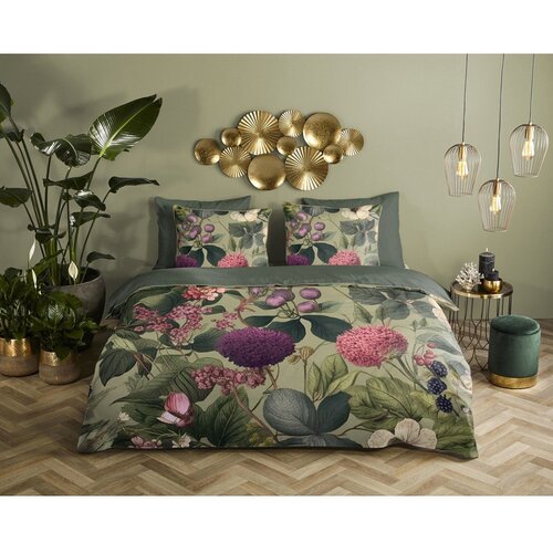 Descanso Kaki zelena posteljina za krevet za jednu osobu/za produženi krevet od pamučnog satena 140x220 cm Onaz &amp;ndash; Slike