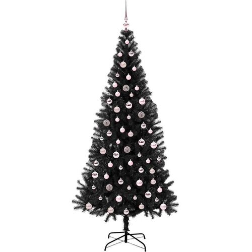VidaXL Božićno drvce s 300 LED svjetlima s stalakom Crna 240 cm PVC Slike