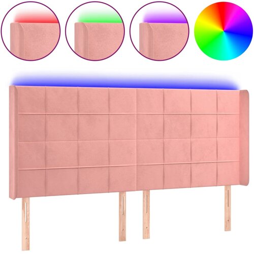 Maison Chic led posteljno vzglavje - vzglavna omarica - nočna omarica roza 163x16x118/128 cm žamet, (21707154) Slike