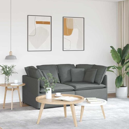  Modularna sofa s jastucima, tkanina, tamno siva Cene