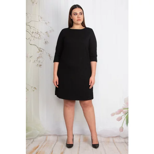 Şans Women's Plus Size Black Back Detailed Dress