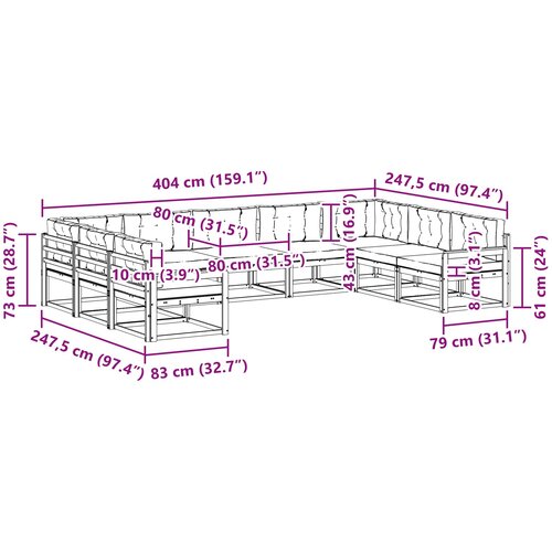  Set vanjskih sofa s jastukom 9 pcs Bijela i krem Slike