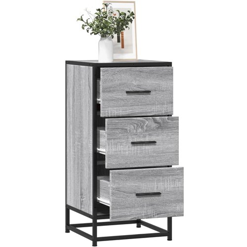VidaXL Komoda siva sonoma 35,5x35x76 cm inženirski les in kovina Slike