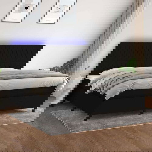  Box spring postelja z vzmetnico LED črna 200x200 cm blago, (20896832) Slike