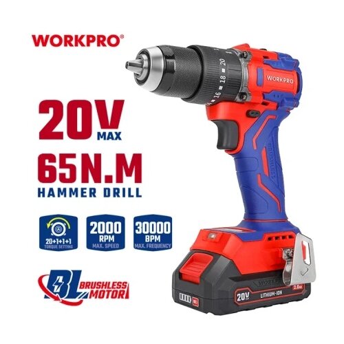 WorkPro wp390019 Aku. kompaktna udarna bu&scaron;ilica bez četkica (set), 20V (Li-Ion) ( WP390019 ) Cene