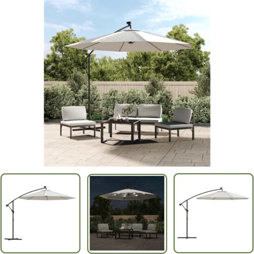  The Living Store Viseč senčnik z LED lučkami 300 cm kovinski drog pe&amp;scaron;čene barve - Viseč Senčnik, (21742766) Slike