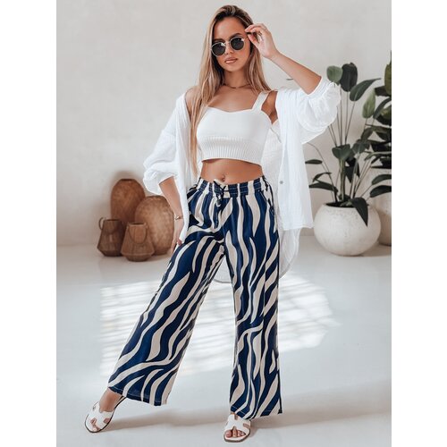 DStreet Spodnie damskie wide leg w paski ZEBRAVIBE granatowo-beżowe Cijene