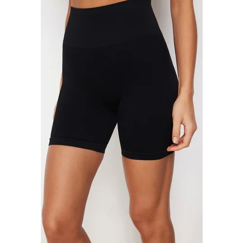 Trendyol Black Seamless/Seamless Push Up Gathered Sports Shorts Tights