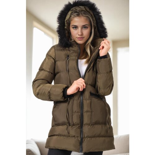Dewberry Z6763 WOMEN'S COAT-KHAKI-1 Cijene