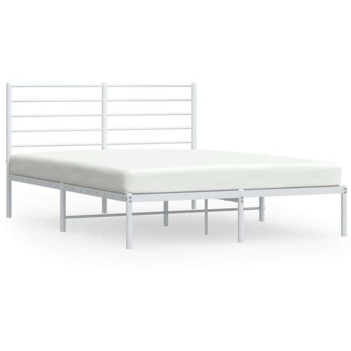 vidaXL Metalni okvir za krevet s uzglavljem bijeli 135x190 cm Cene