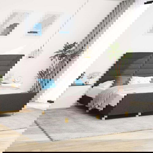  Rjava postelja 160x200 cm iz tkanine, (22052383) Slike