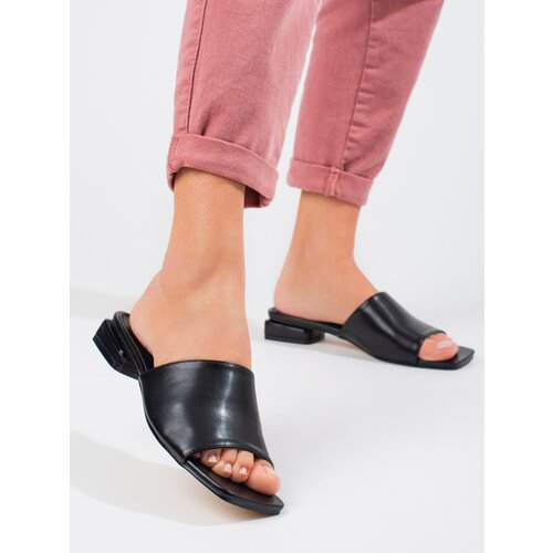 SHELOVET Women's Classic Black Heeled Slippers Slike