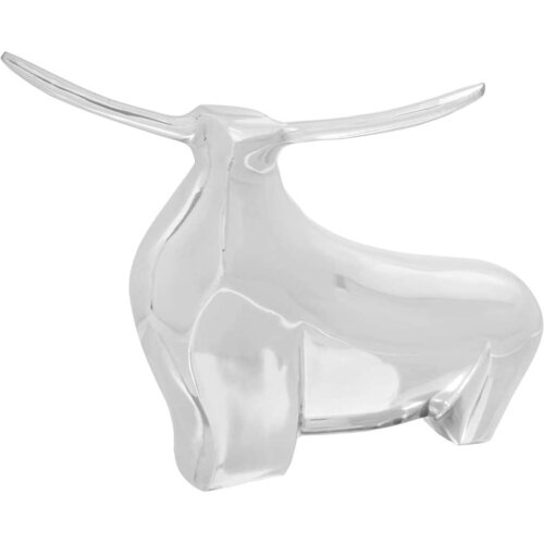  Skulptura bika Srebrno 37 x 44 x 17 cm Aluminij Slike