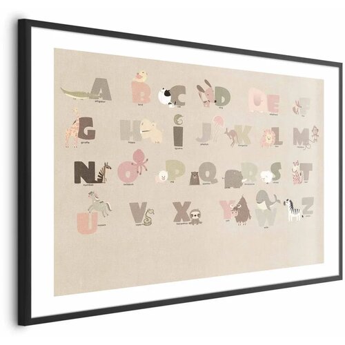  Plakat - Beige Alphabet 60x40 Crni okvir s margom Cijene