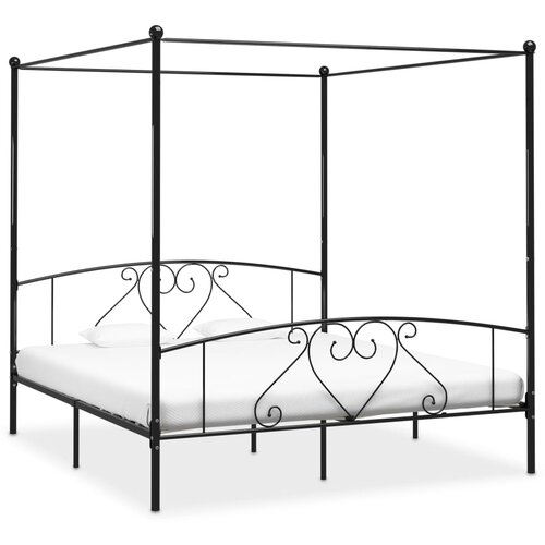  Za krevet s nadstre&amp;scaron;nicom crni metalni 180 x 200 cm Slike