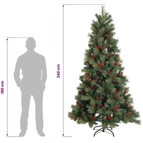  Umjetno božićno drvce s nogom 240 cm PVC i metal Zelena - 240 cm bez LED svjetala Slike