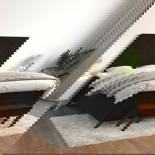  The Living Store Box spring postelja z vzmetnico črna 120x200 cm žamet - Box Spring Postelja, (21512330) Cene