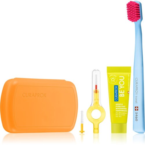 Curaprox Travel Set potovalni set za kozmetiko Orange (za zobe, jezik in dlesni) Cene