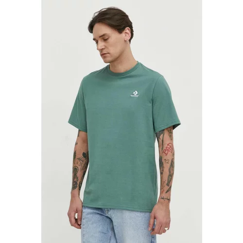 Converse Bombažna kratka majica zelena barva
