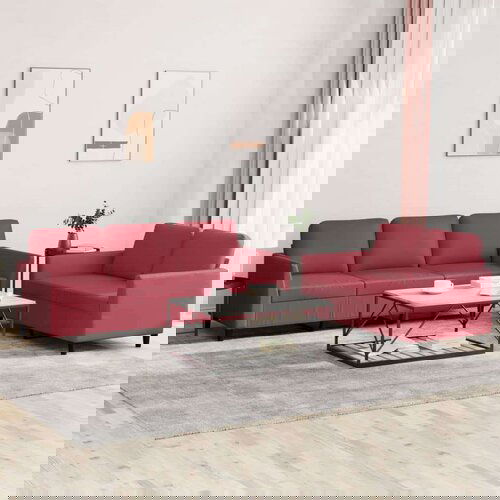  2-dijelni set sofa s jastucima boja vina od umjetne kože Slike