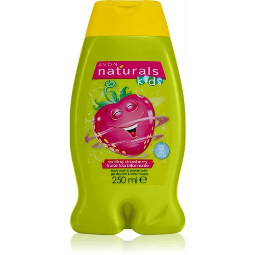 Avon Naturals Kids Swirling Strawberry pena za kopel in gel za prhanje 2v1 za otroke 250 ml