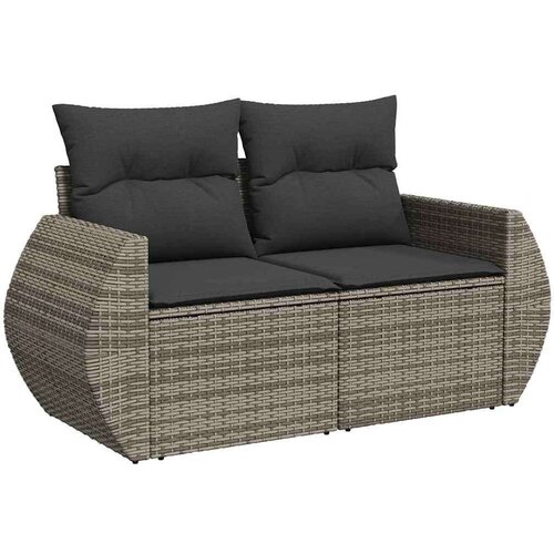 vidaXL 6-dijelni set vrtnih sofa poliratan i bagrem s jastucima sivi Cene