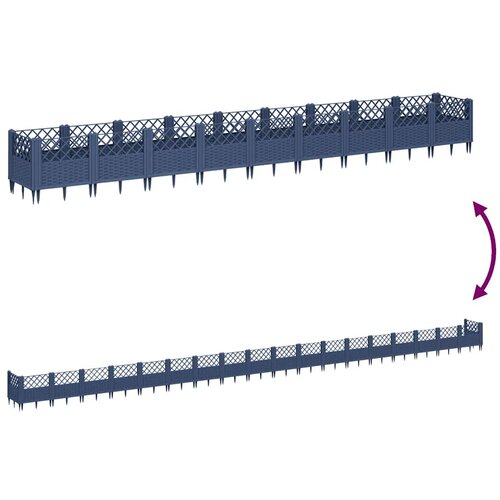  Vrtna sadilica s klinovima plava siva 363,5x43,5x43,5 cm PP Slike