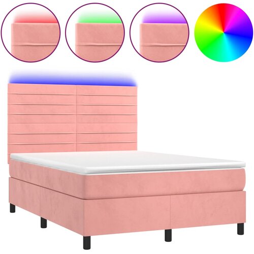  Krevet box spring s madracem LED ružičasti 140x200cm bar&amp;scaron;unasti Slike