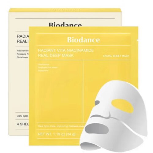 BIODANCE Maska za lice Radiant Vita Niacinamide Real Deep Mask, 34 g, 4 komada Cene